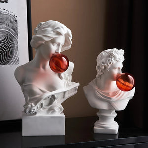 Aesthetic Character Figurines Artistic Plaster Model Blowing Bubble Gum Statue For Living Room Decor Modern Home Decoration Art acacuss