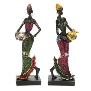 African Dancing Women Miniatures Figures Tribal Lady Statue Sculpture Collectible Art Home Decoration For Office TV Cabinet acacuss