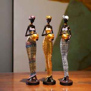African Sculpture 16.34in Women Tribal Lady Figurine Statue Decor Collectible Art Piece Ornaments Home Office Decor Dropshipping acacuss