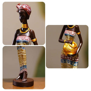 African Sculpture 16.34in Women Tribal Lady Figurine Statue Decor Collectible Art Piece Ornaments Home Office Decor Dropshipping acacuss