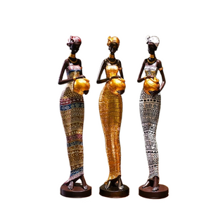 African Sculpture 16.34in Women Tribal Lady Figurine Statue Decor Collectible Art Piece Ornaments Home Office Decor Dropshipping acacuss