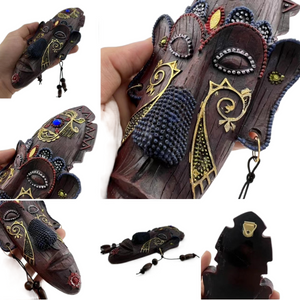 African Style Ornaments South Africa Kenya Creative Mask Pendant Hand-painted Resin Handicraft Decorative Ornaments acacuss