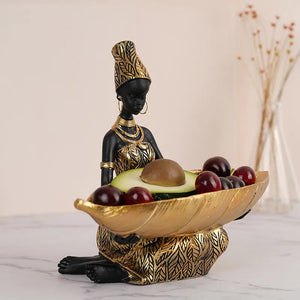 African Women Resin Statuehome Decor National Woman Decoration Home Living Room Tabletop Craft Tray Decoration acacuss