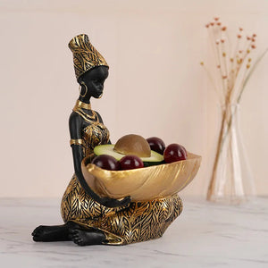 African Women Resin Statuehome Decor National Woman Decoration Home Living Room Tabletop Craft Tray Decoration acacuss