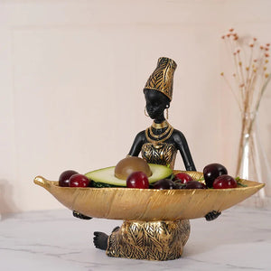 African Women Resin Statuehome Decor National Woman Decoration Home Living Room Tabletop Craft Tray Decoration acacuss