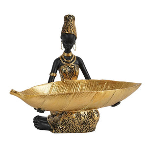 African Women Resin Statuehome Decor National Woman Decoration Home Living Room Tabletop Craft Tray Decoration acacuss