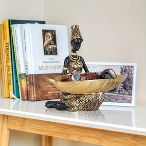 African Women Resin Statuehome Decor National Woman Decoration Home Living Room Tabletop Craft Tray Decoration acacuss