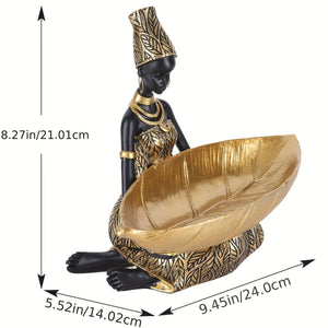 African Women Resin Statuehome Decor National Woman Decoration Home Living Room Tabletop Craft Tray Decoration acacuss