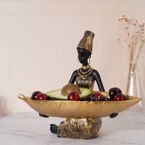 African Women Sculptures Figurines Storage Home Decoration Office Table Desk Accessories Resin People Statue Ornament Room Decor acacuss
