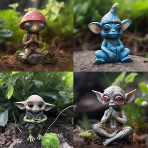 2023 New Alien Figurine Resin Fantasy Crafts Garden Halloween Decoration Aliens Statue Model Doll Elf Ornaments Children Gifts acacuss