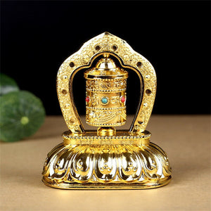 Alloy Vehicle-Mounted Solar-Powered Ornaments Electric Prayer Wheel Fuyun Four-Tube Battery Solar Dual Purpose acacuss