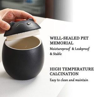 Always Remember Classic Souvenir Pet Cat Dog Ceramics Ashes Funeral Urn (4.7"*4.3"/Under 70 pounds/Black Cat) acacuss