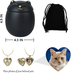 Always Remember Classic Souvenir Pet Cat Dog Ceramics Ashes Funeral Urn (4.7"*4.3"/Under 70 pounds/Black Cat) acacuss