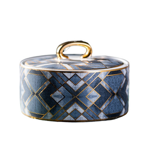 American Ceramic Storage Jars Golden Stroke Coffee Sugar Bowl Bedroom Cosmetic Container Home Decoration Modern Organizer acacuss