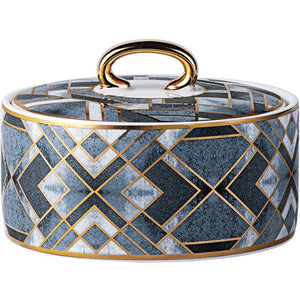 American Ceramic Storage Jars Golden Stroke Coffee Sugar Bowl Bedroom Cosmetic Container Home Decoration Modern Organizer acacuss