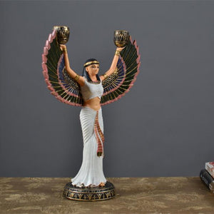 Ancient Egypt God Statue Resin Crafts Wing Candleholder Goddess Art Sculpture Home Decoration Souvenirs Gift acacuss