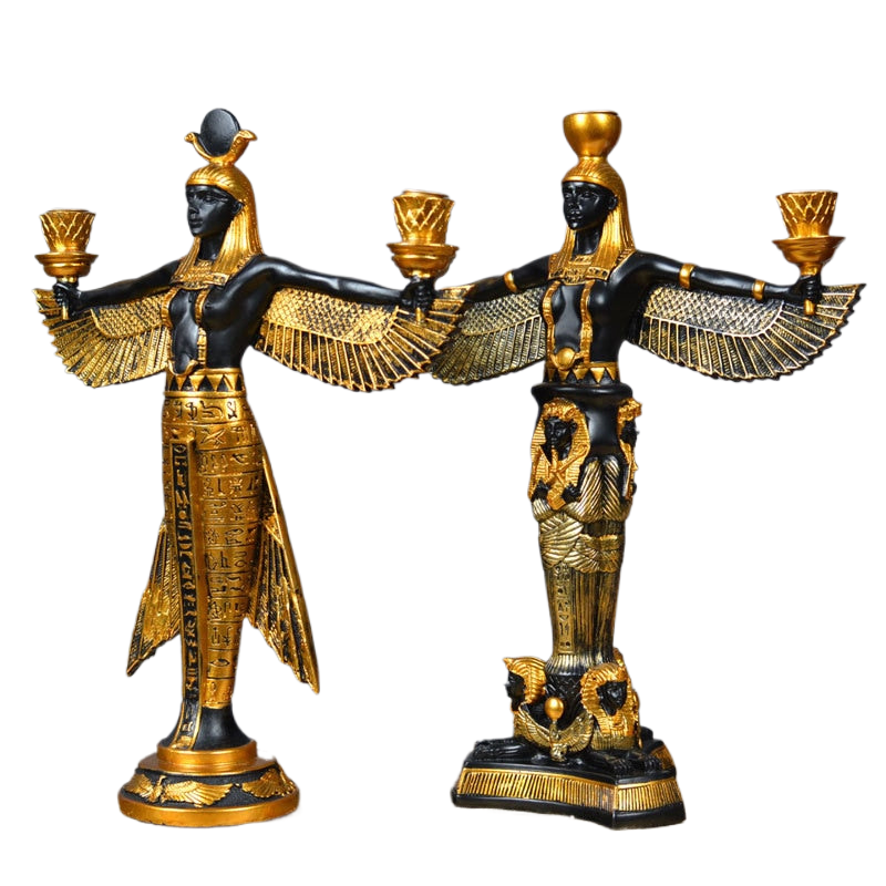 古代エジプト神の像樹脂工芸品翼燭台女神アート彫刻家の装飾お土産ギフト