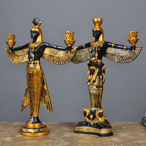 Ancient Egypt God Statue Resin Crafts Wing Candleholder Goddess Art Sculpture Home Decoration Souvenirs Gift acacuss