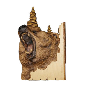 Animal Carving Handcraft Wall Hanging Sculpture Wood Raccoon Bear Deer Hand Painted Decoration for Home Living Room Dropshipping acacuss
