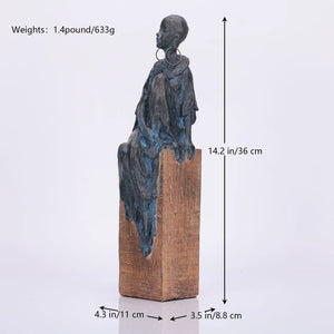 Antique African Figures Statues Resin Scandinavian Style Portrait Sculpture Female New Decoration Home Tribal Black Female Gife acacuss
