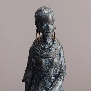 Antique African Figures Statues Resin Scandinavian Style Portrait Sculpture Female New Decoration Home Tribal Black Female Gife acacuss