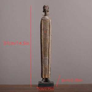 Antique African Figures Statues Resin Scandinavian Style Portrait Sculpture Female New Decoration Home Tribal Black Female Gife acacuss