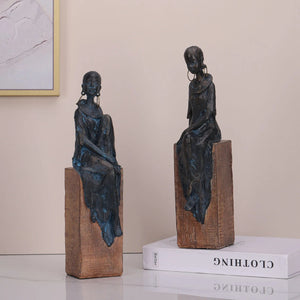 Antique African Figures Statues Resin Scandinavian Style Portrait Sculpture Female New Decoration Home Tribal Black Female Gife acacuss