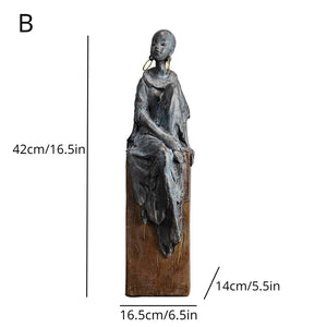 Antique African Figures Statues Resin Scandinavian Style Portrait Sculpture Female New Decoration Home Tribal Black Female Gife acacuss