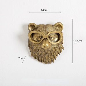 Antique Bronze Resin Animal Pendant Golden Deer Head Wall Storage Hook Up Background Wall Accessories Decorative Figurines acacuss