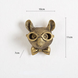Antique Bronze Resin Animal Pendant Golden Deer Head Wall Storage Hook Up Background Wall Accessories Decorative Figurines acacuss