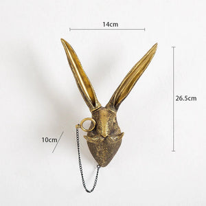 Antique Bronze Resin Animal Pendant Golden Deer Head Wall Storage Hook Up Background Wall Accessories Decorative Figurines acacuss