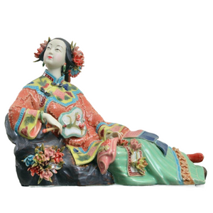 Antique Chinese Porcelain Figurine Classicals Ladies Spring Craft Painted Arts Statue Figure Ceramics Ornaments Home Decor acacuss