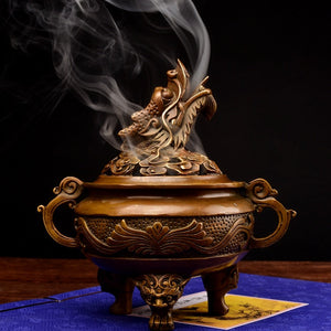 Antique Copper Dragon Incense Censer Lotus Sandalwood Furnace Bedroom Decoration Archaize Incense Burner santal censer teaism acacuss