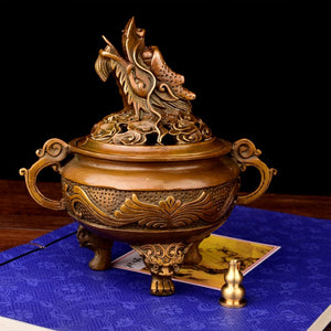 Antique Copper Dragon Incense Censer Lotus Sandalwood Furnace Bedroom Decoration Archaize Incense Burner santal censer teaism acacuss