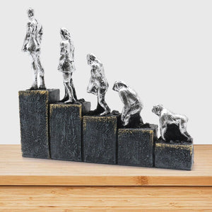Ape Man Evolution Figure Sculpture Resin Crafts Office Decoration Living Room Retro Desktop Decoration acacuss