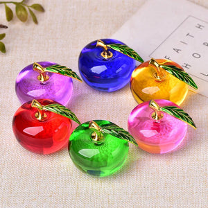Apple Ornaments Coloured Glaze Decoration Glass Home Decoration Crystal Quartz Purple Red Pink Yellow Lucency Gift Souvenir acacuss