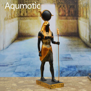 Aqumotic God of War Horus Isis Son Statue Decor Memorial Ancient Egyptian Mythology 1pc Eagle Snake Scepter Decorations acacuss
