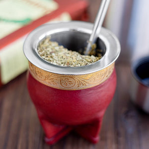 Argentina Yerba Mate Cup With Straw Tea Gourd Mug One Bombilla Mate (Straw) a Cleaning Brush acacuss