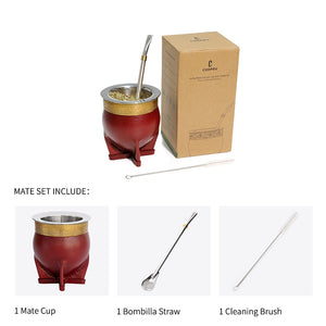 Argentina Yerba Mate Cup With Straw Tea Gourd Mug One Bombilla Mate (Straw) a Cleaning Brush acacuss