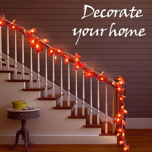 Artificial Autumn Maple Leaves Pumpkin Garland Led Fairy Lights for Christmas Decoration Thanksgiving Party DIY Halloween Decor acacuss