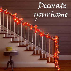 Artificial Autumn Maple Leaves Pumpkin Garland Led Fairy Lights for Christmas Decoration Thanksgiving Party DIY Halloween Decor acacuss