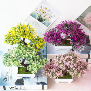 Artificial Plants Bonsai Small Tree Pot Fake Plant Flowers Potted Ornaments For Home Festival Wedding Decoration Accessories acacuss