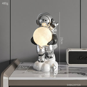Astronaut Holding The Moon Night Light Ornament Sculpture Home Decoration Desktop Statuette Accessories Figurines for Interior acacuss