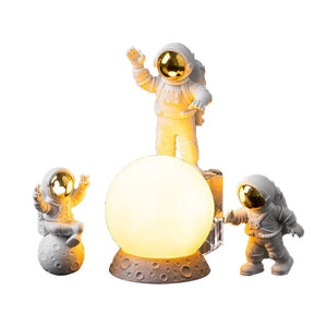Astronaut Ornament Yellow Moon Ambient Light Office Wine Cooler Decorations Modern Astronaut Desktop Ornaments Modeling acacuss