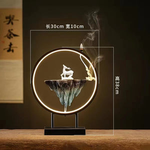 Backflow Incense Burner Household Led Light Ring Living Room Ceramic Melting Candle Burner Holder Creative Chinese Home Decor acacuss