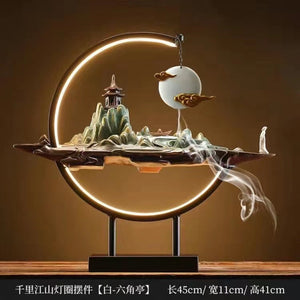 Backflow Incense Burner Household Led Light Ring Living Room Ceramic Melting Candle Burner Holder Creative Chinese Home Decor acacuss
