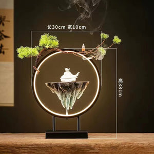 Backflow Incense Burner Household Led Light Ring Living Room Ceramic Melting Candle Burner Holder Creative Chinese Home Decor acacuss