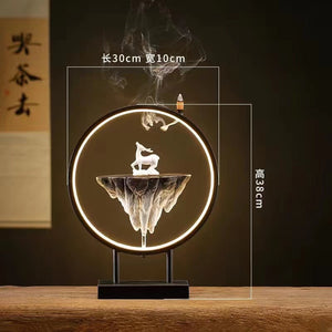 Backflow Incense Burner Household Led Light Ring Living Room Ceramic Melting Candle Burner Holder Creative Chinese Home Decor acacuss