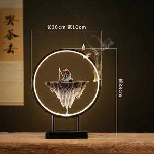 Backflow Incense Burner Household Led Light Ring Living Room Ceramic Melting Candle Burner Holder Creative Chinese Home Decor acacuss