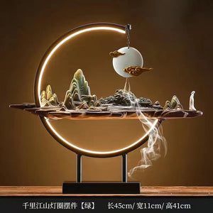 Backflow Incense Burner Household Led Light Ring Living Room Ceramic Melting Candle Burner Holder Creative Chinese Home Decor acacuss